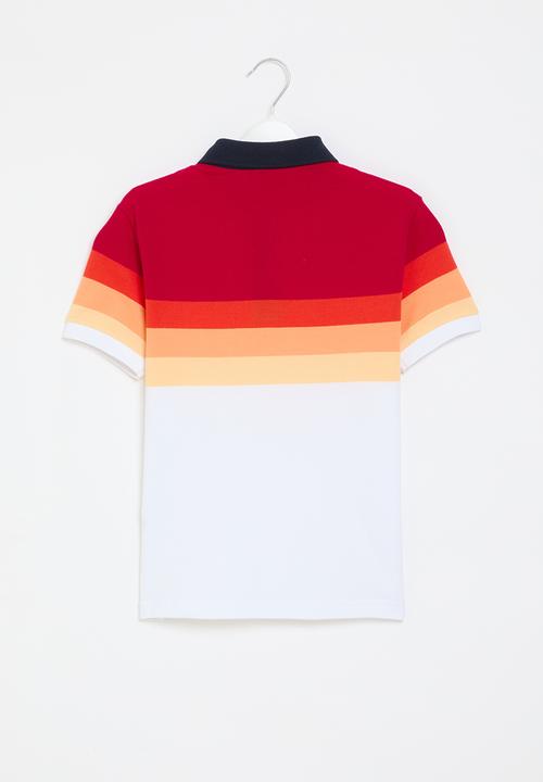 POLO - Boys warren striped golfer - red