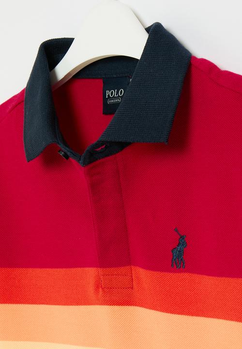 POLO - Boys warren striped golfer - red
