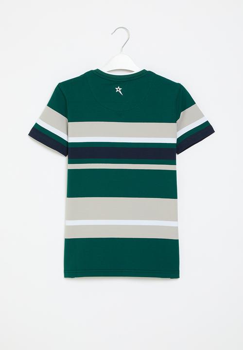 SOVIET - Boys v-neck y/dye stripe - deep teal