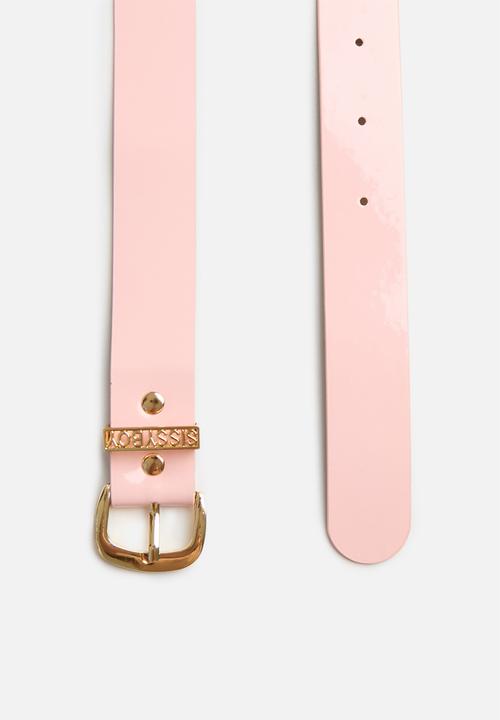 SISSY BOY - Patent belt with branded loop - pink