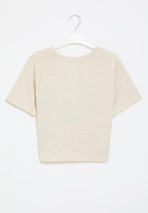 Converse - Converse boxy graphic tie fron top - natural ivory heather