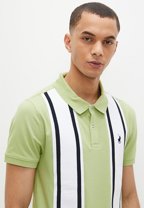 POLO - Mens vertical stripe short sleeve golfer - green