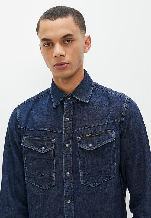 G-STAR - Slim Denim shirt Asinart 8oz denim - worn in deep sea