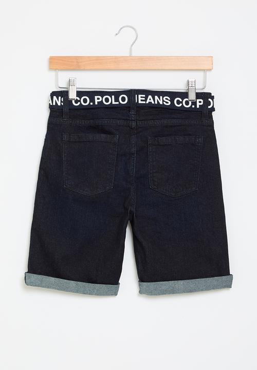 POLO - Boys jake belted denim short - dark wash