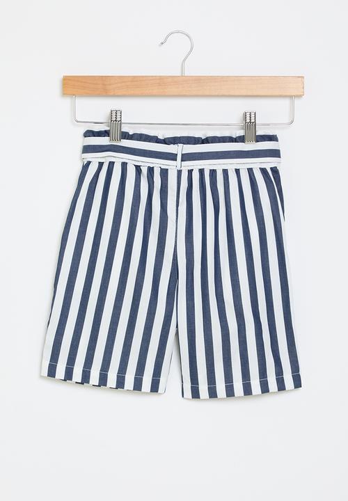 POLO - Girls  zuri belted striped short - navy