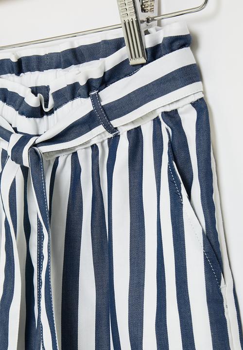 POLO - Girls  zuri belted striped short - navy