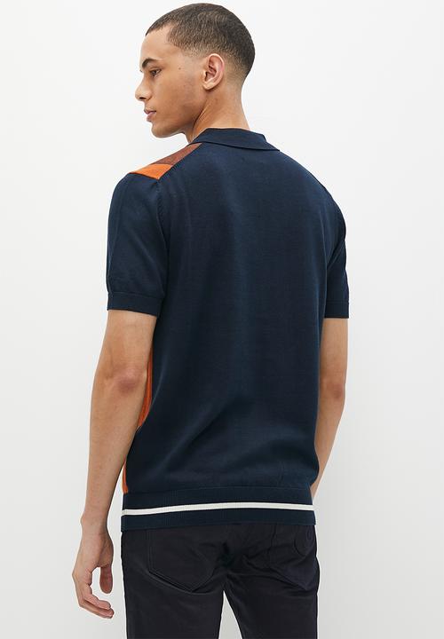 Ben Sherman - Vertical stripe  short sleeve polo - dark navy