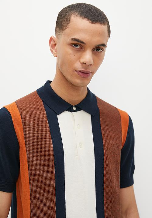 Ben Sherman - Vertical stripe  short sleeve polo - dark navy