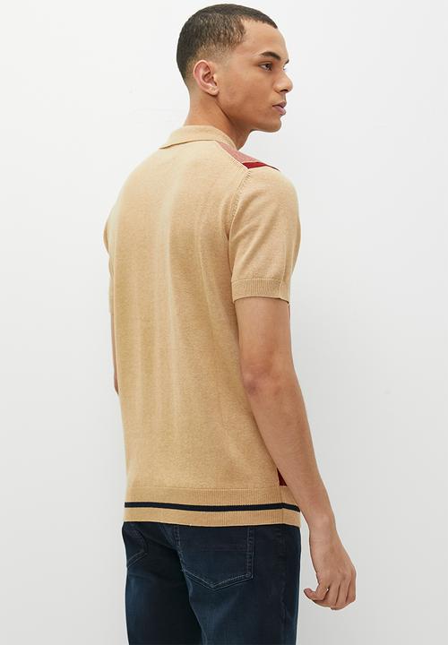 Ben Sherman - Vertical stripe short sleeve polo - stone