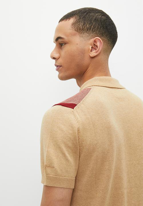 Ben Sherman - Vertical stripe short sleeve polo - stone