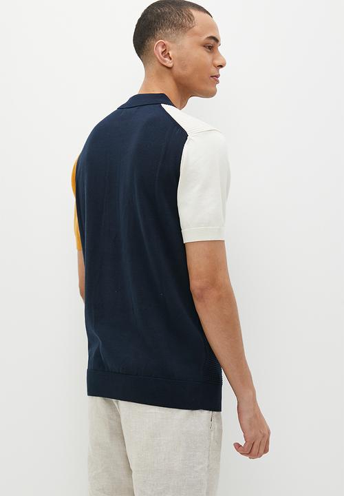 Ben Sherman - Textured polo short sleeve col block - dark navy