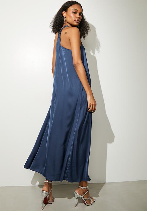 VELVET - Maxi trapeze with back tie detail- surf blue