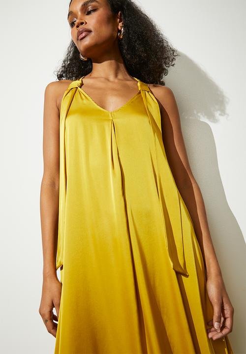 VELVET - Maxi trapeze with back tie detail - yellow