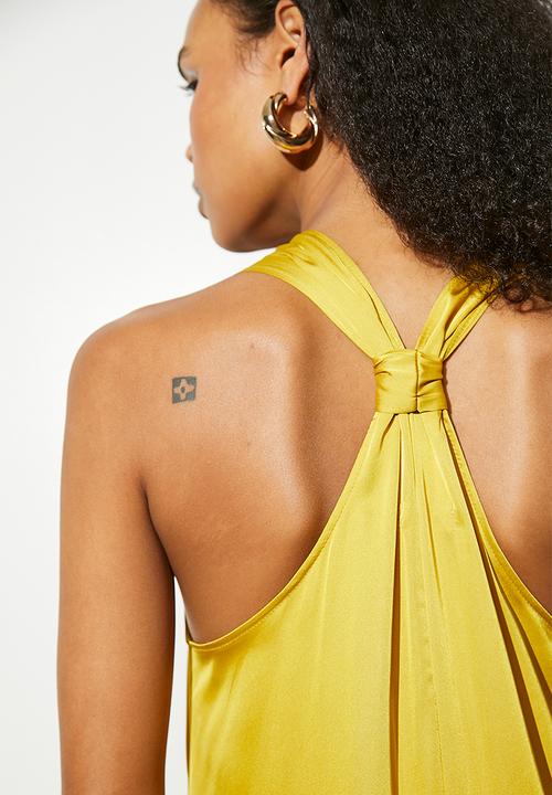 VELVET - Maxi trapeze with back tie detail - yellow