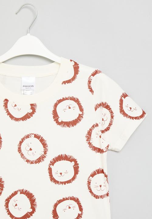 Pop Candy - Printed tee - white & rust 