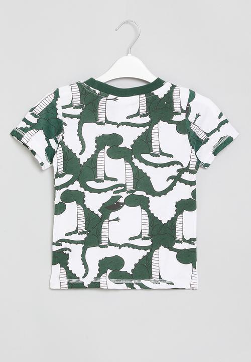 Pop Candy - Printed tee - dark green & white