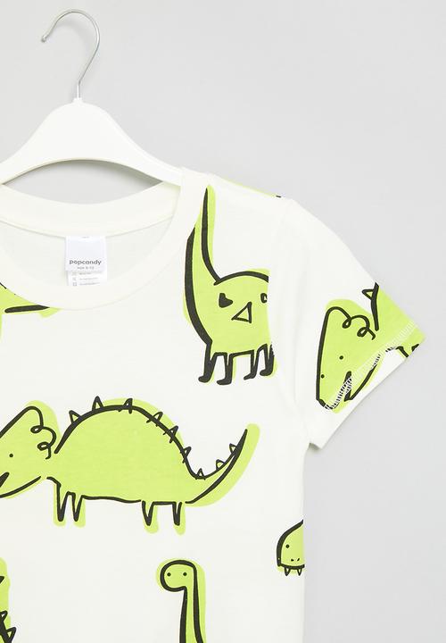 Pop Candy - Printed tee - green & white