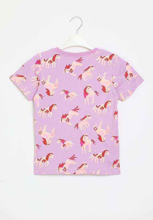 Pop Candy - unicorn print  tee - purple 
