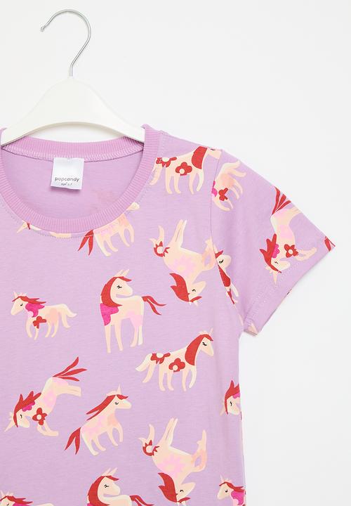 Pop Candy - unicorn print  tee - purple 
