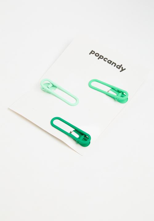 Pop Candy - Square hair clips - green