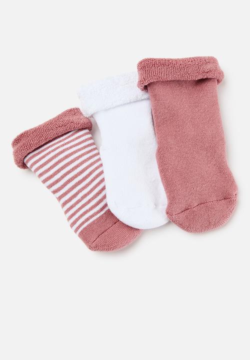 Pop Candy - 3 Pack stripe socks - pink & white