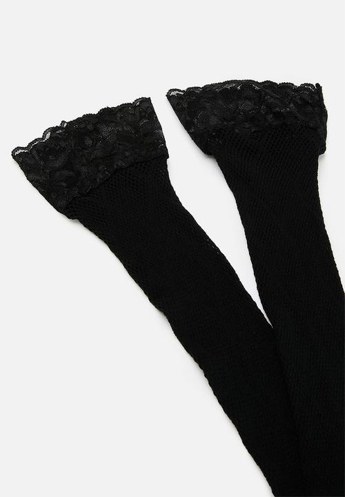 Tessa Design - Net mesh polka socks - black