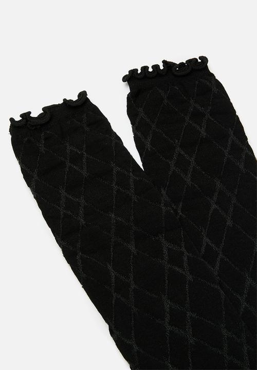 Tessa Design - Diamond mesh up socks - black