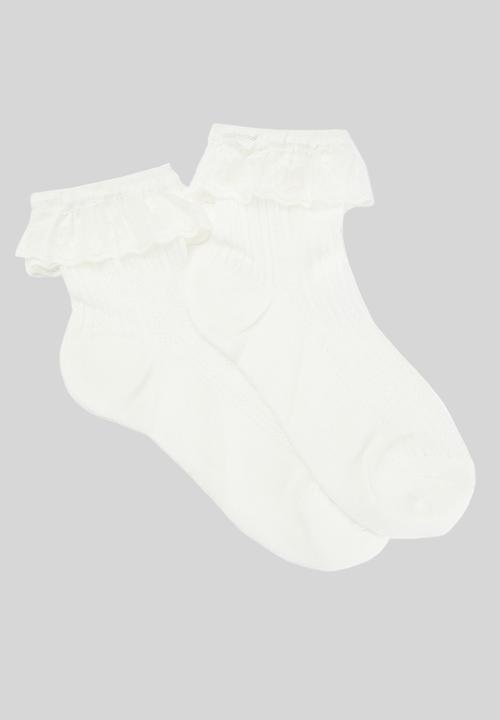 Pop Candy - Frilled ankle socks - white