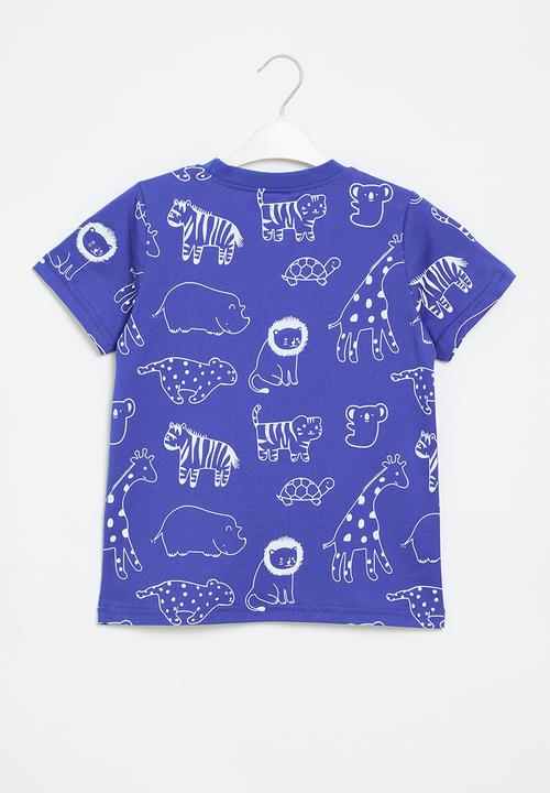 Pop Candy - Printed tee - blue wild animals