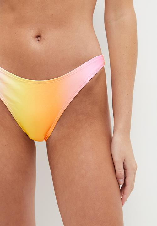 Cotton On - High side brazilian seam bikini bottom - charlie ombre pink shimmer