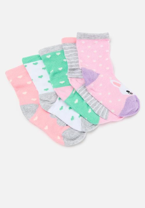 MINOTI - 5 Pack girls socks - pink 