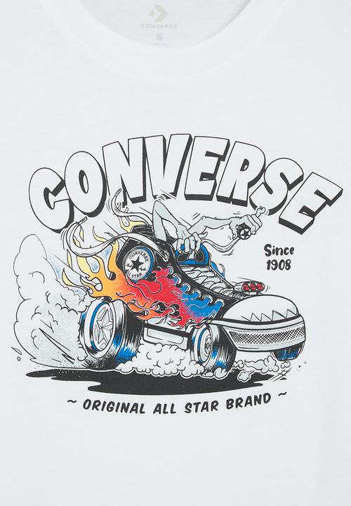 Converse - Converse flaming chuck mobile short sleeve tee - white