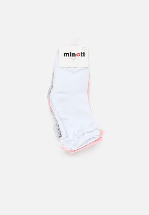MINOTI - 3 Pack girls sock with lace - pink
