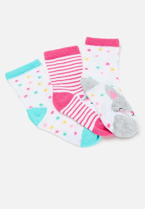 MINOTI - 3 Pack girls socks - pink