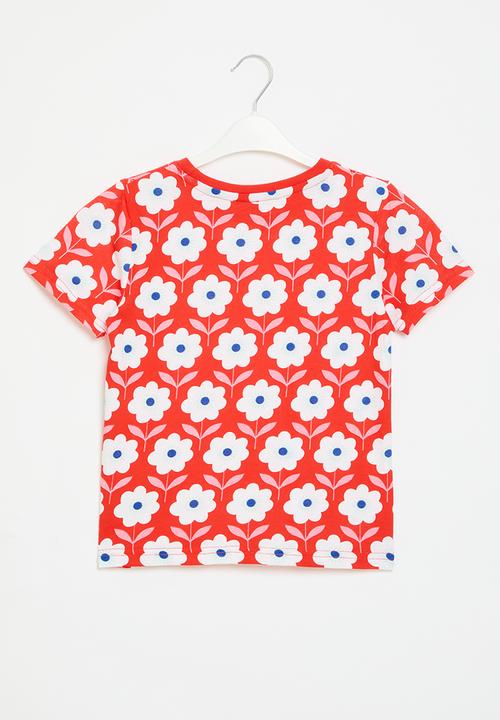 Pop Candy - Floral print tee -red