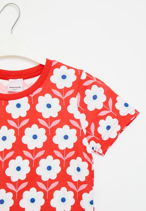 Pop Candy - Floral print tee -red