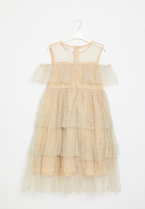 Pop Candy - Tiered mesh dress - light brown