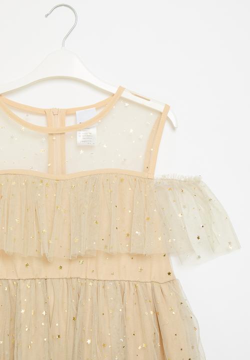 Pop Candy - Tiered mesh dress - light brown