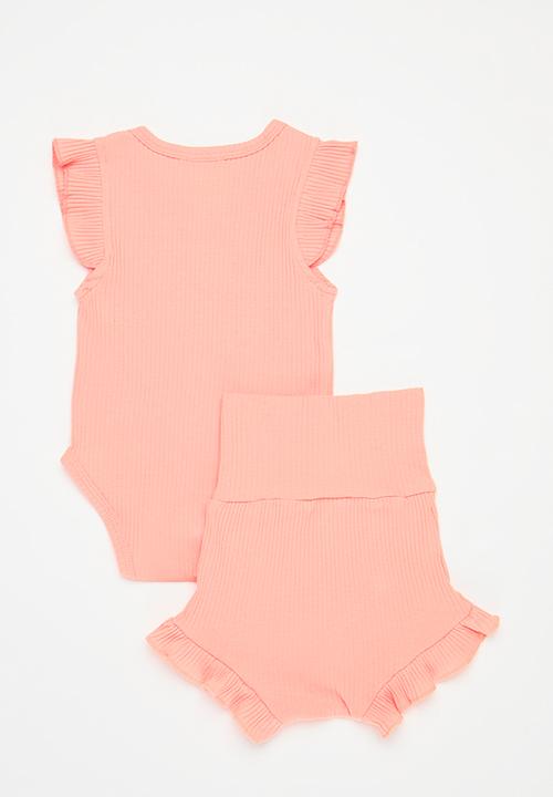 Pop Candy - Ruffle body vest and short set - pink