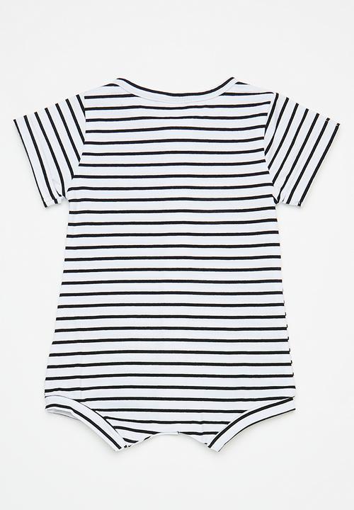 Pop Candy - Baby stripe romper - black and white