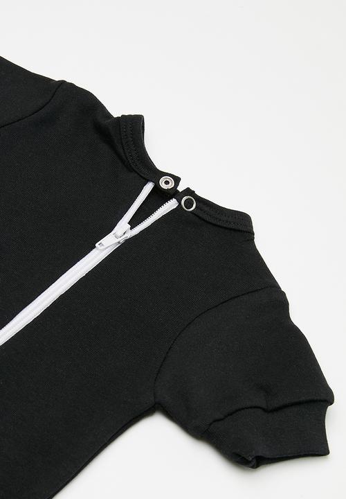 Little Lumps - Zipped summer romper - black