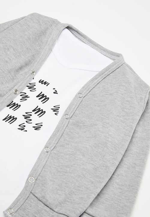 Little Lumps - 3 Pack Cardigan, T-shirt & Shorts Set - Grey
