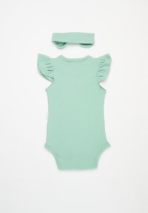 Little Lumps - 2 Pack Frill vest headband set - Sage