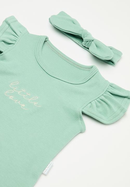 Little Lumps - 2 Pack Frill vest headband set - Sage