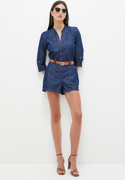 SISSY BOY - Tencel Playsuit With A Belt - Dark Vintage