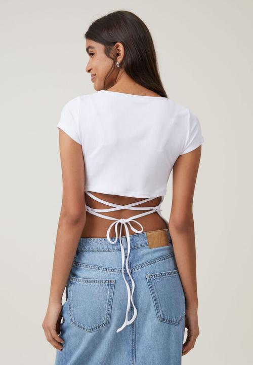 Cotton On - Romy Open Back Cap Sleeve Top - White