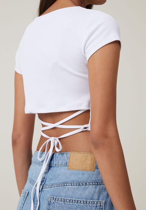 Cotton On - Romy Open Back Cap Sleeve Top - White