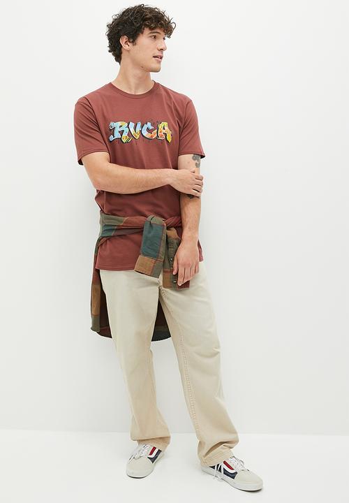 RVCA - Black book short sleeve - red