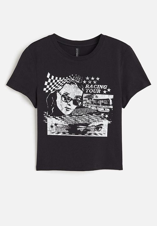 H&M - Printed t-shirt - black racing tour