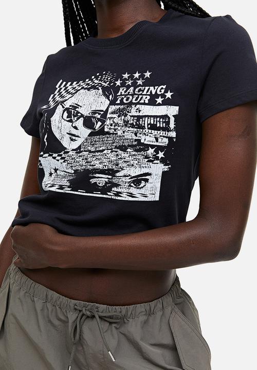 H&M - Printed t-shirt - black racing tour